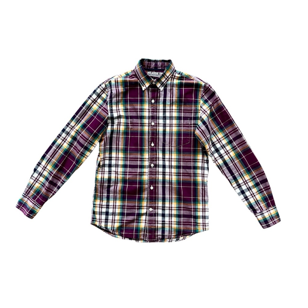 Old Navy Plaid Flannel Shirt The Classic Slim Fit Cotton Button Down Long Sleeve